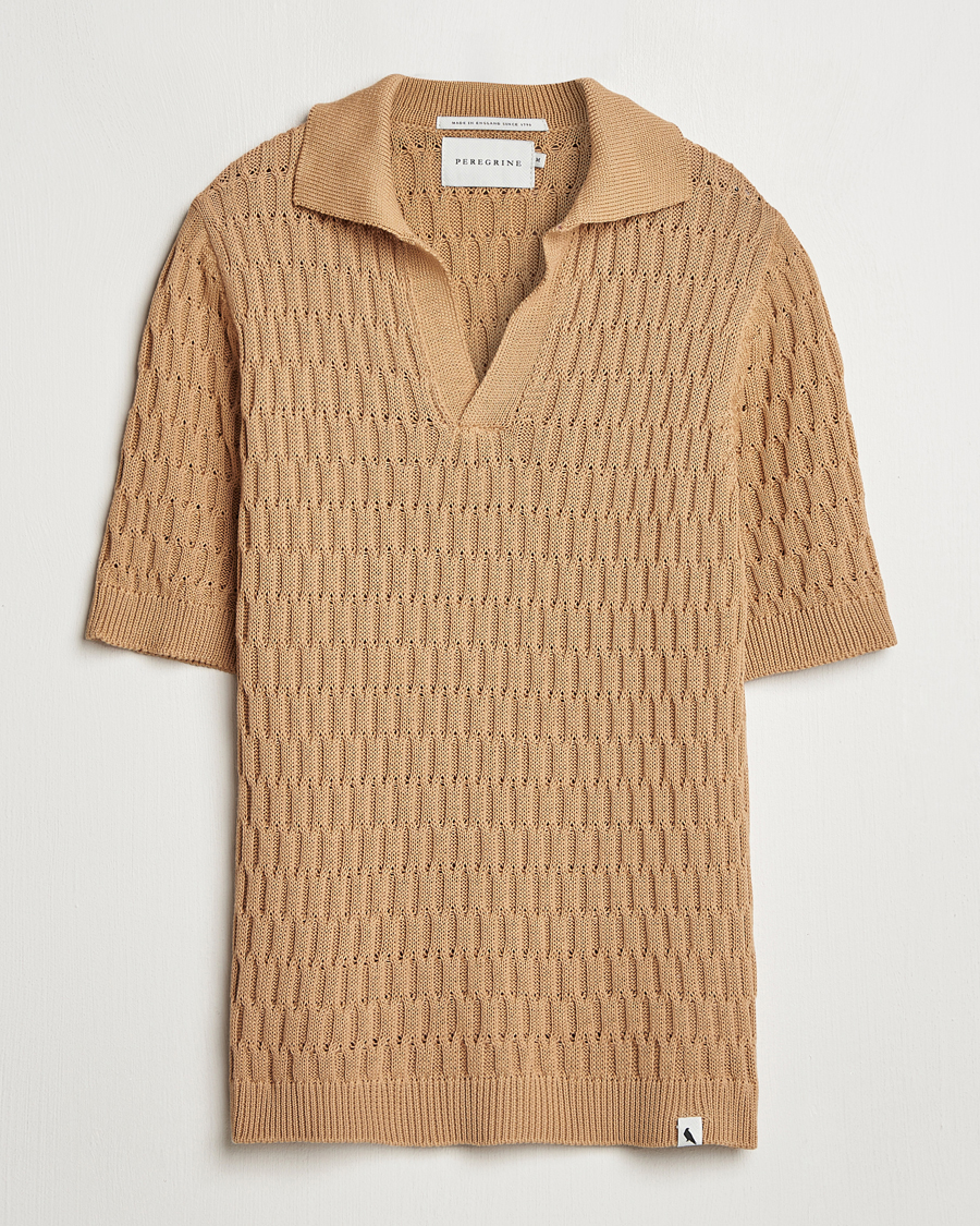 Herr | Pikéer | Peregrine | Cove Knitted Cotton Polo Shirt Sand