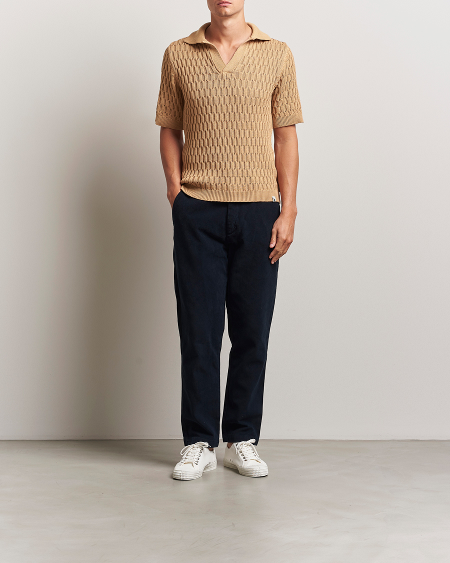 Herr | Pikéer | Peregrine | Cove Knitted Cotton Polo Shirt Sand
