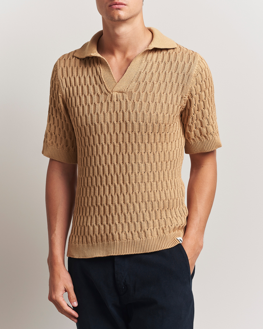 Herr | Pikéer | Peregrine | Cove Knitted Cotton Polo Shirt Sand