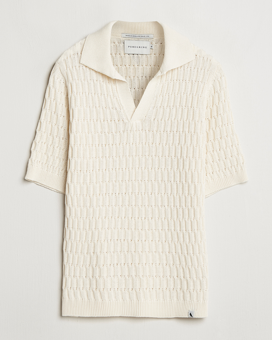 Herr | Pikéer | Peregrine | Cove Knitted Cotton Polo Shirt White