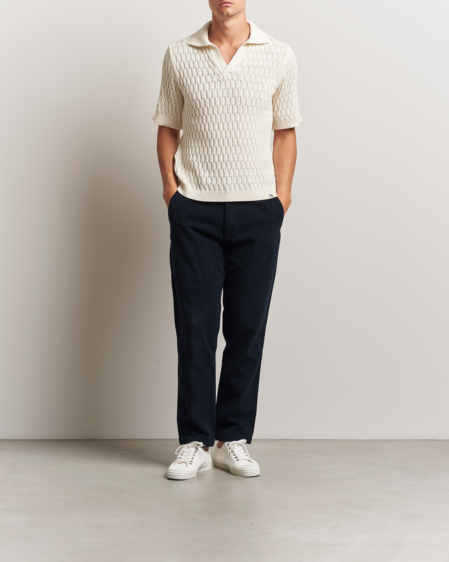 Herr | Pikéer | Peregrine | Cove Knitted Cotton Polo Shirt White