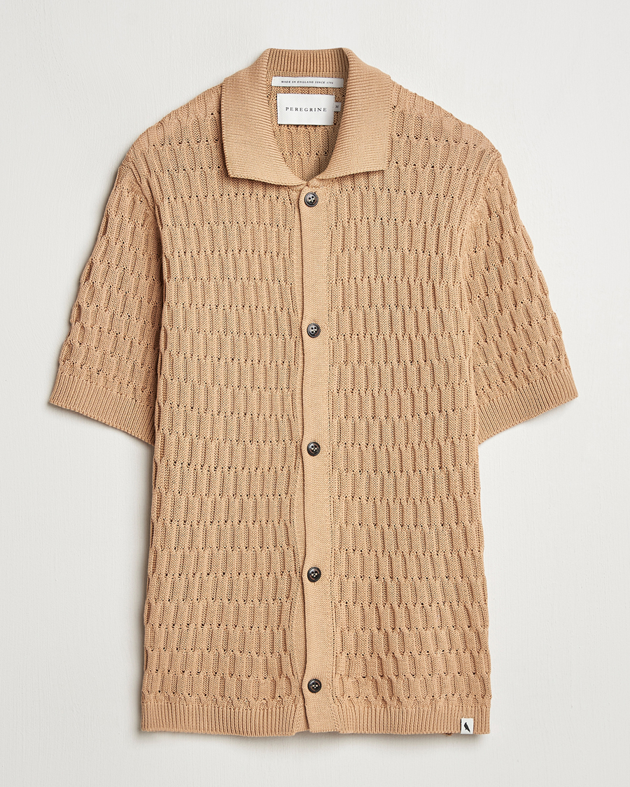 Herr | Skjortor | Peregrine | Cove Knitted Short Sleeve Shirt Sand