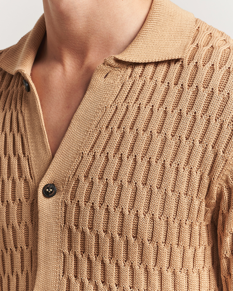 Herr | Skjortor | Peregrine | Cove Knitted Short Sleeve Shirt Sand