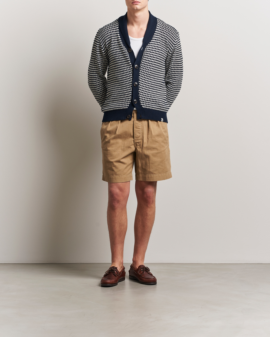 Herr | Tröjor | Peregrine | Island Crochet Knitted Cardigan Navy