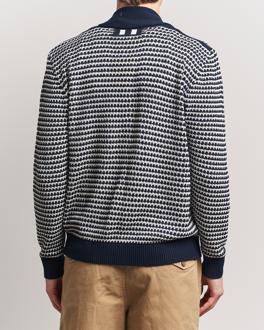 Herr | Tröjor | Peregrine | Island Crochet Knitted Cardigan Navy