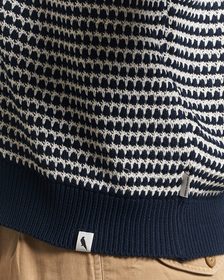 Herr | Tröjor | Peregrine | Island Crochet Knitted Cardigan Navy
