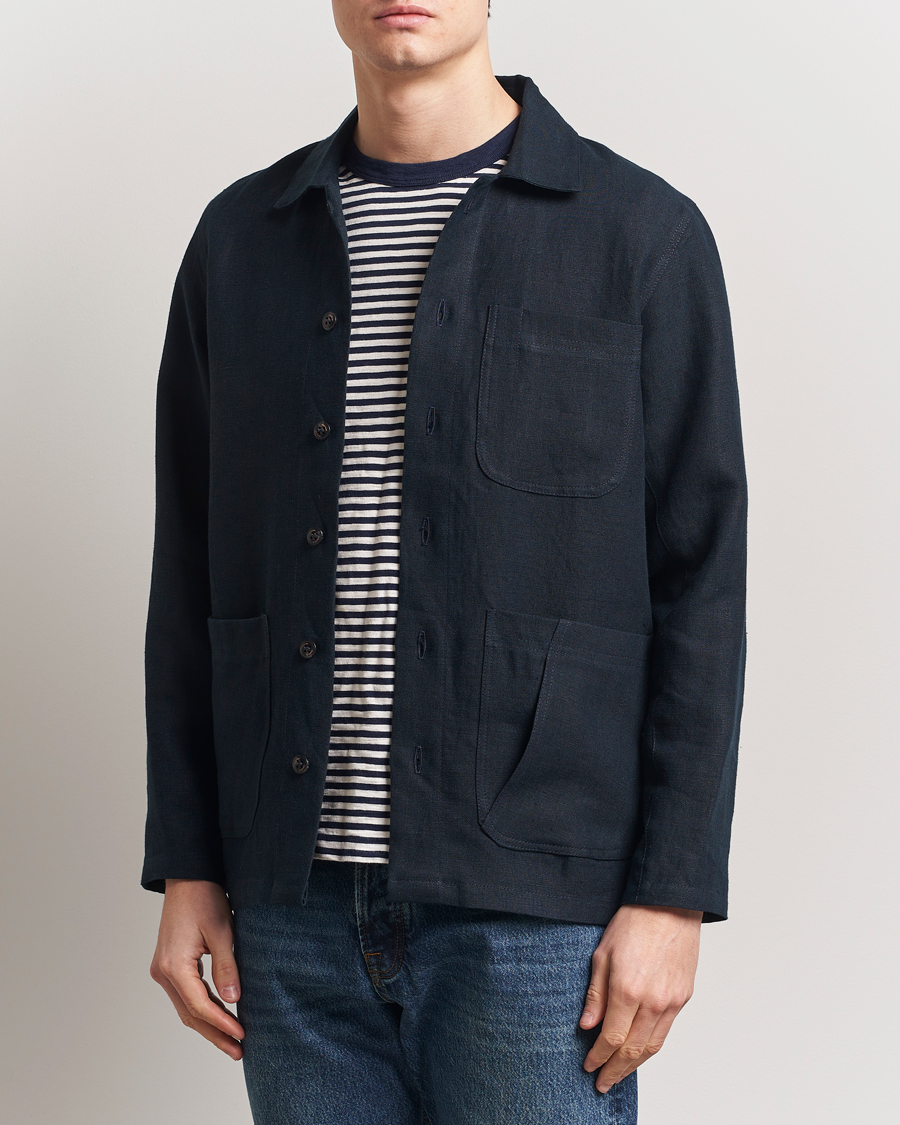 Herr | Skjortor | Peregrine | Grange Linen Shacket Navy