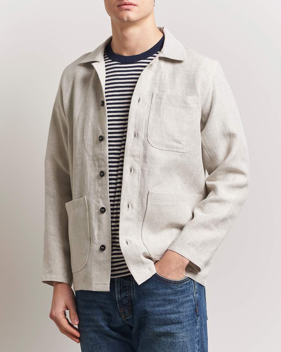 Herr | Skjortor | Peregrine | Grange Linen Shacket Natural
