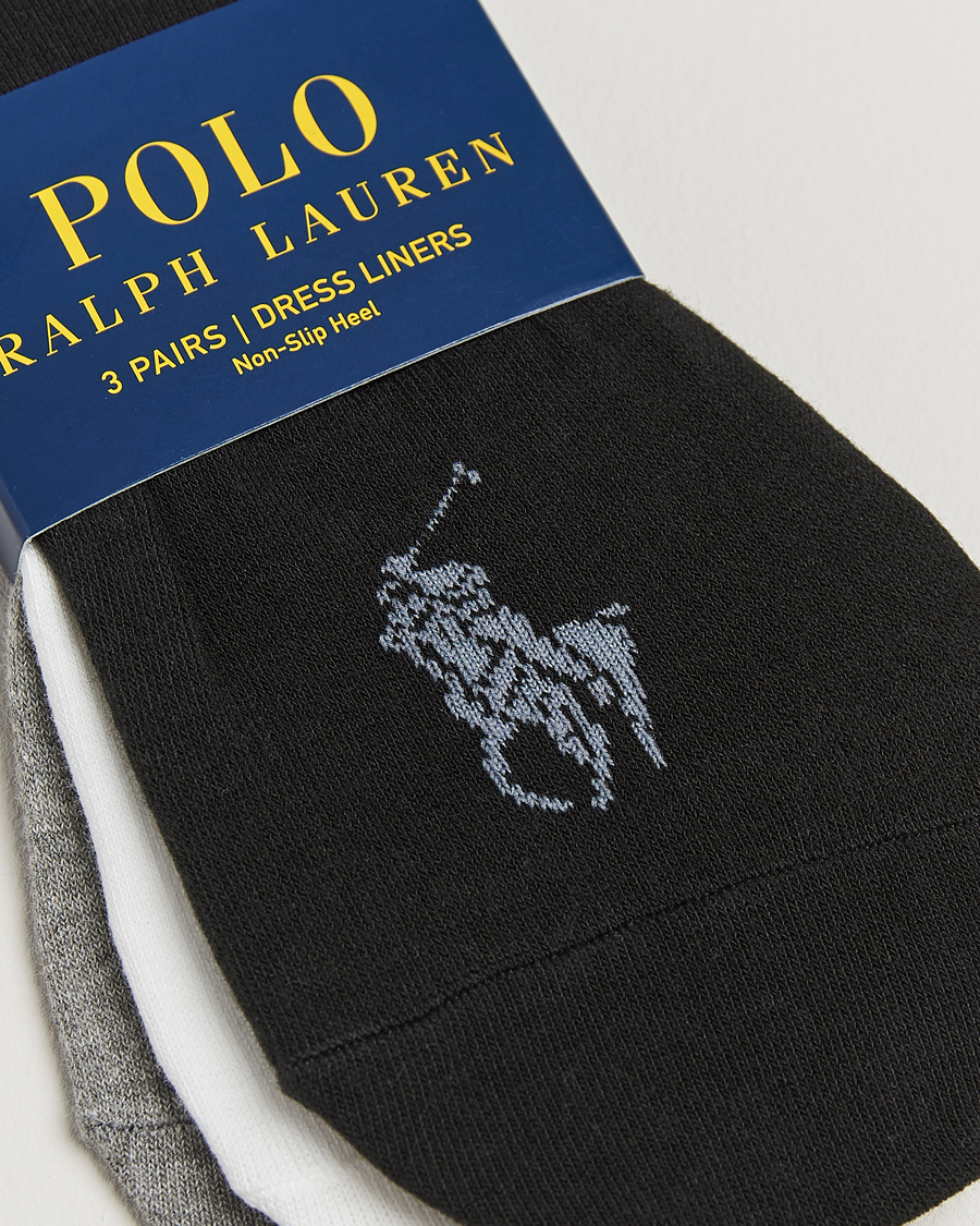 Herr | Underkläder | Polo Ralph Lauren | 3-Pack No Show Big Pony Pony Socks Black/White/Grey
