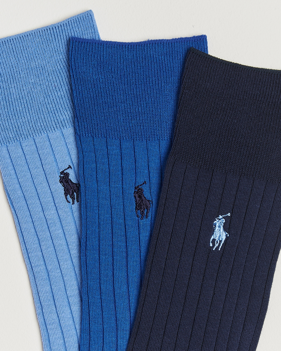 Herr | Underkläder | Polo Ralph Lauren | 3-Pack Egyptian Rib Crew Sock Blue Combo