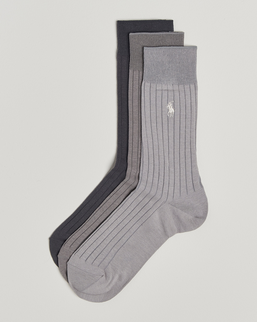 Herr | Underkläder | Polo Ralph Lauren | 3-Pack Egyptian Rib Crew Sock Grey Combo