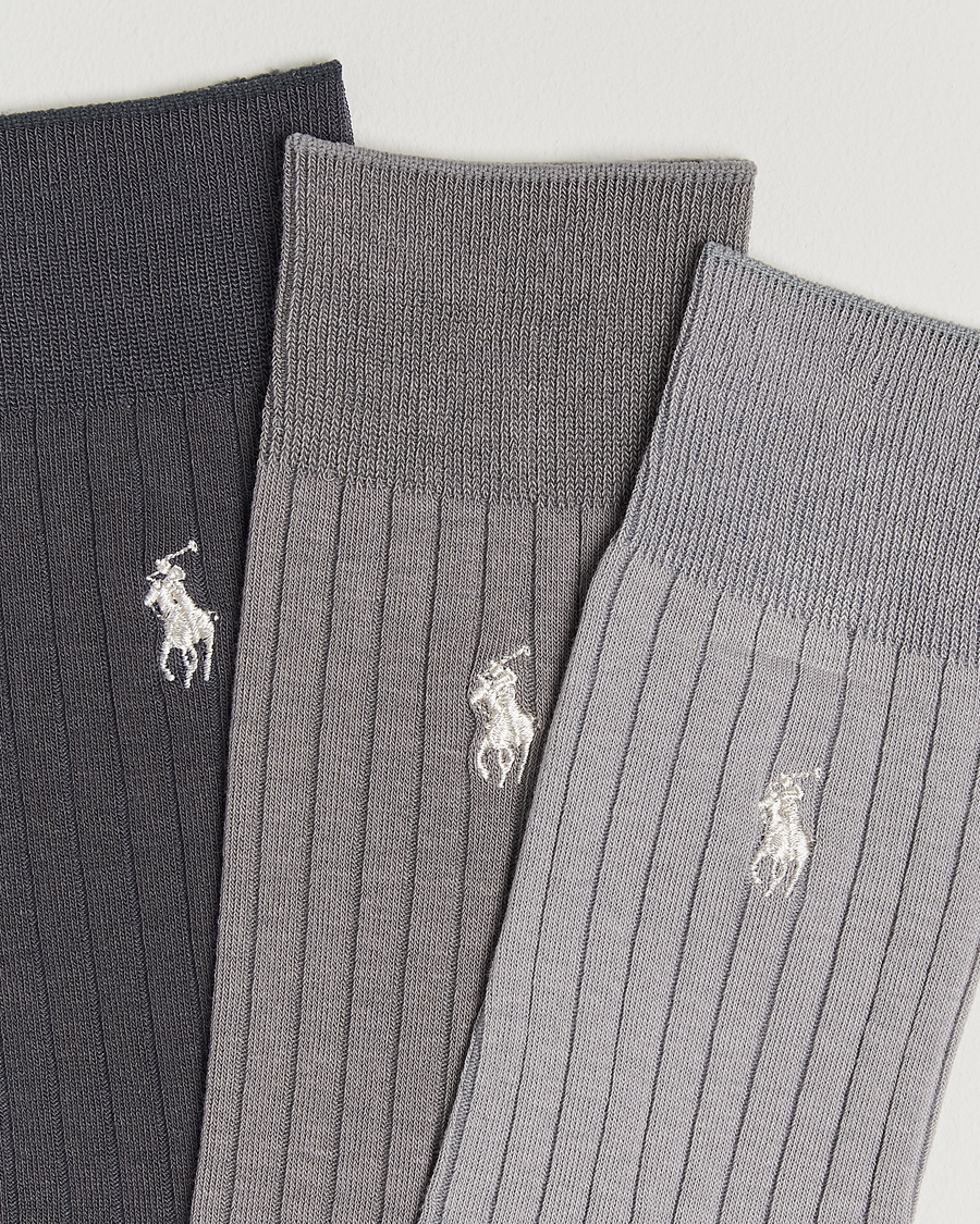 Herr | Underkläder | Polo Ralph Lauren | 3-Pack Egyptian Rib Crew Sock Grey Combo