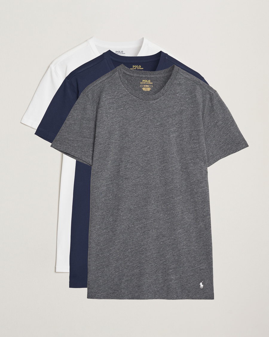 Herr | T-Shirts | Polo Ralph Lauren | 3-Pack Crew Neck T-Shirt Navy/Grey/White
