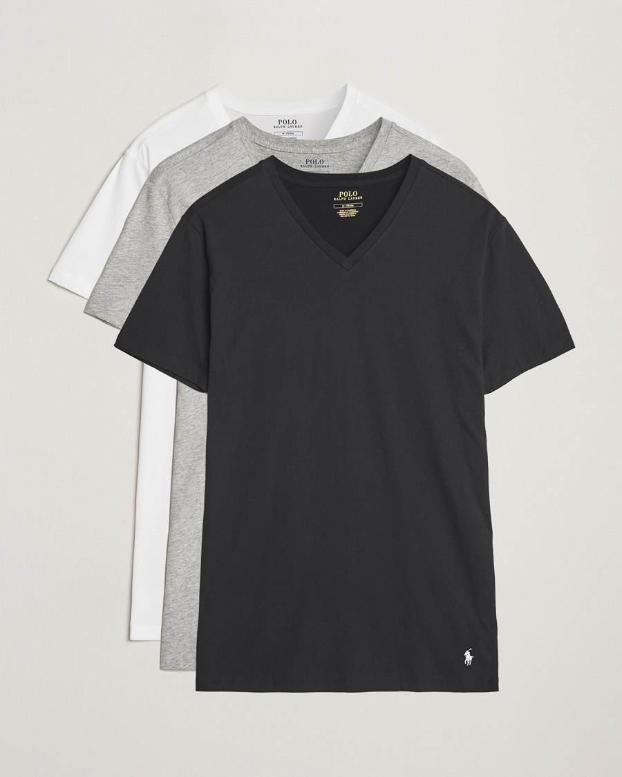 Herr | T-Shirts | Polo Ralph Lauren | 3-Pack V Neck T-Shirt White/Grey/Black