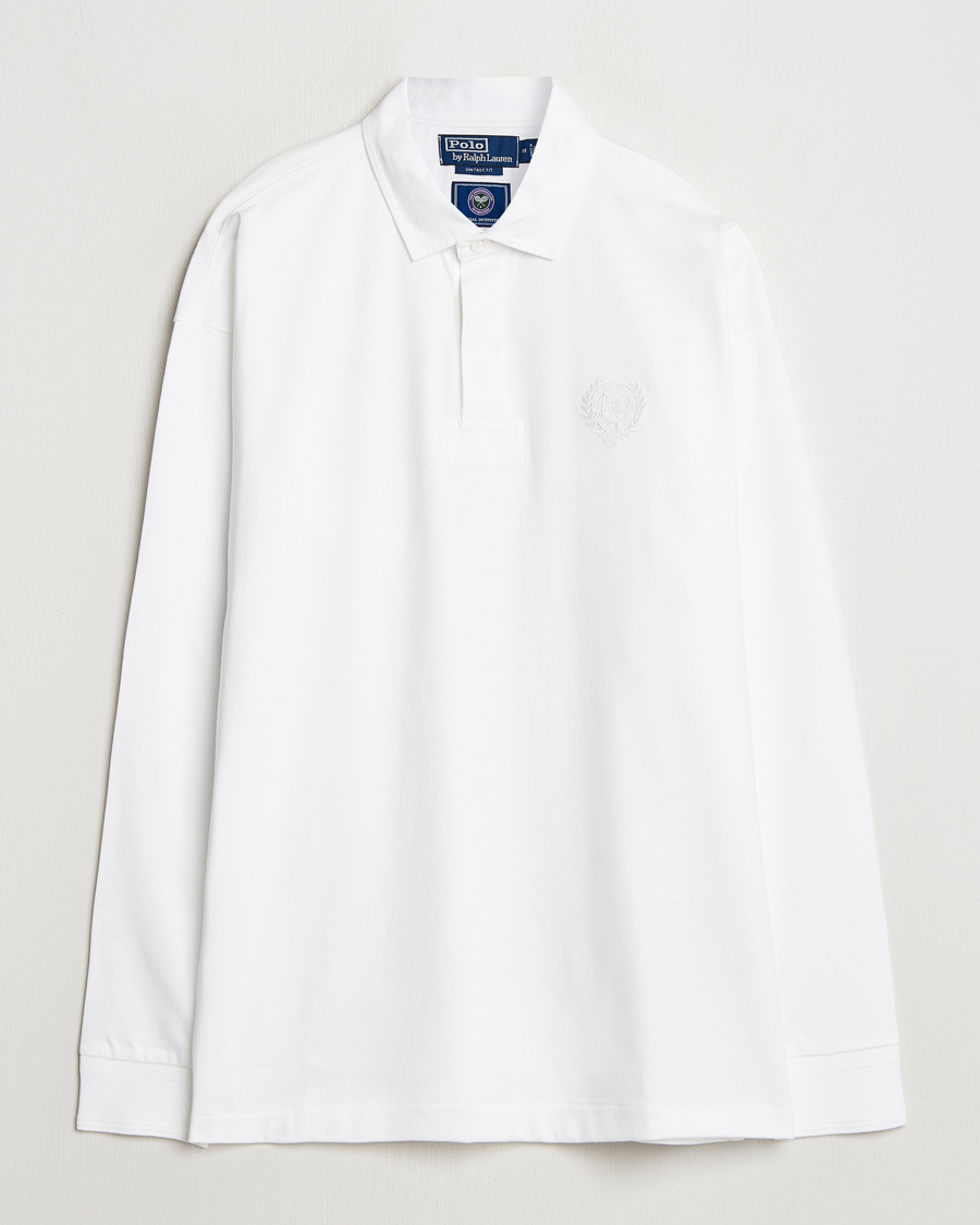Herr | Pikéer | Polo Ralph Lauren | Wimbledon Long Sleeve Polo Ceramic White