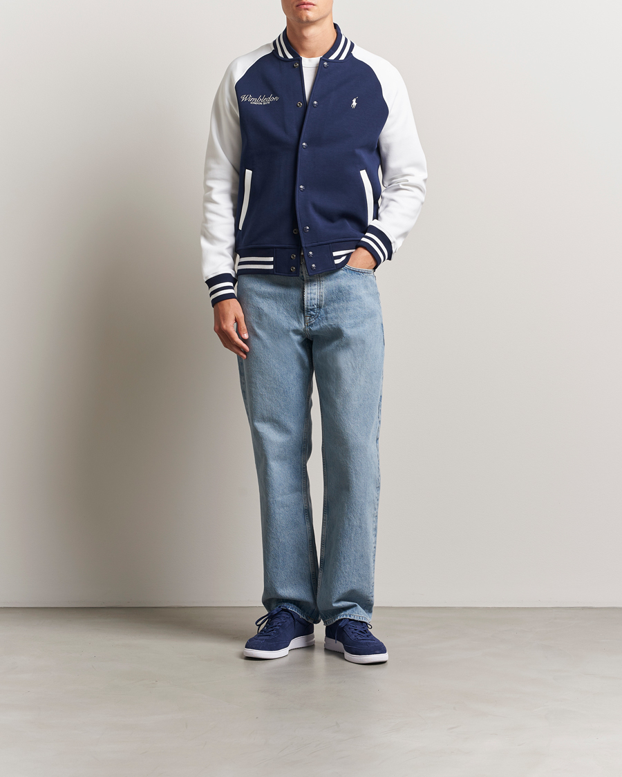 Herr | Tröjor | Polo Ralph Lauren | Wimbledon Double Knit Baseball Sweatshirt Navy/White