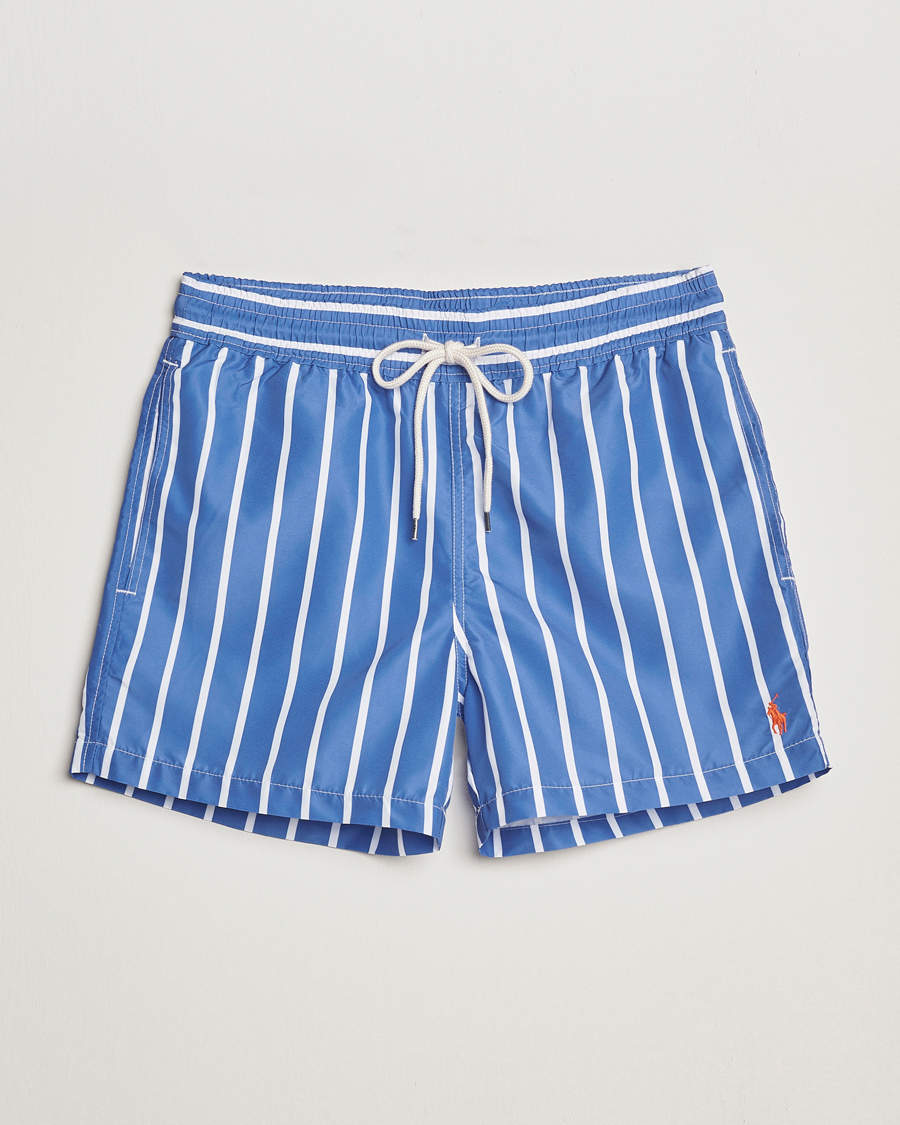 Herr | Badbyxor | Polo Ralph Lauren | Traveler Boxer Swimshorts Blue Vertical Wide Stripe