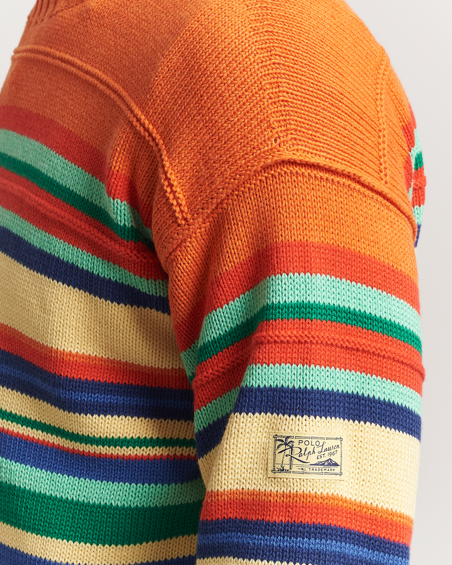 Herr | Tröjor | Polo Ralph Lauren | Cotton/Linen Stripe Sweater Orange Combo