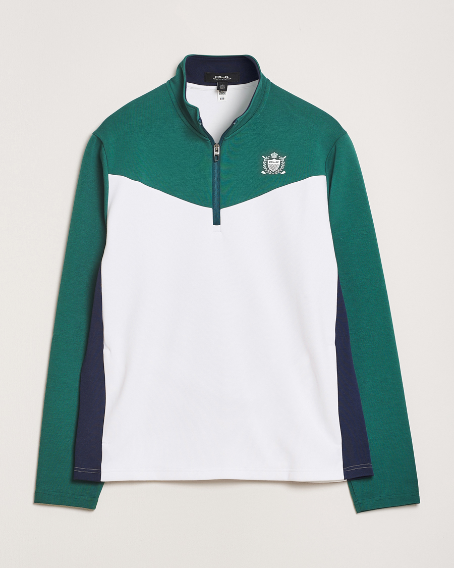 Herr | Tröjor | RLX Ralph Lauren | Double Knit Tech Half Zip Kelly Green/Ceramic White