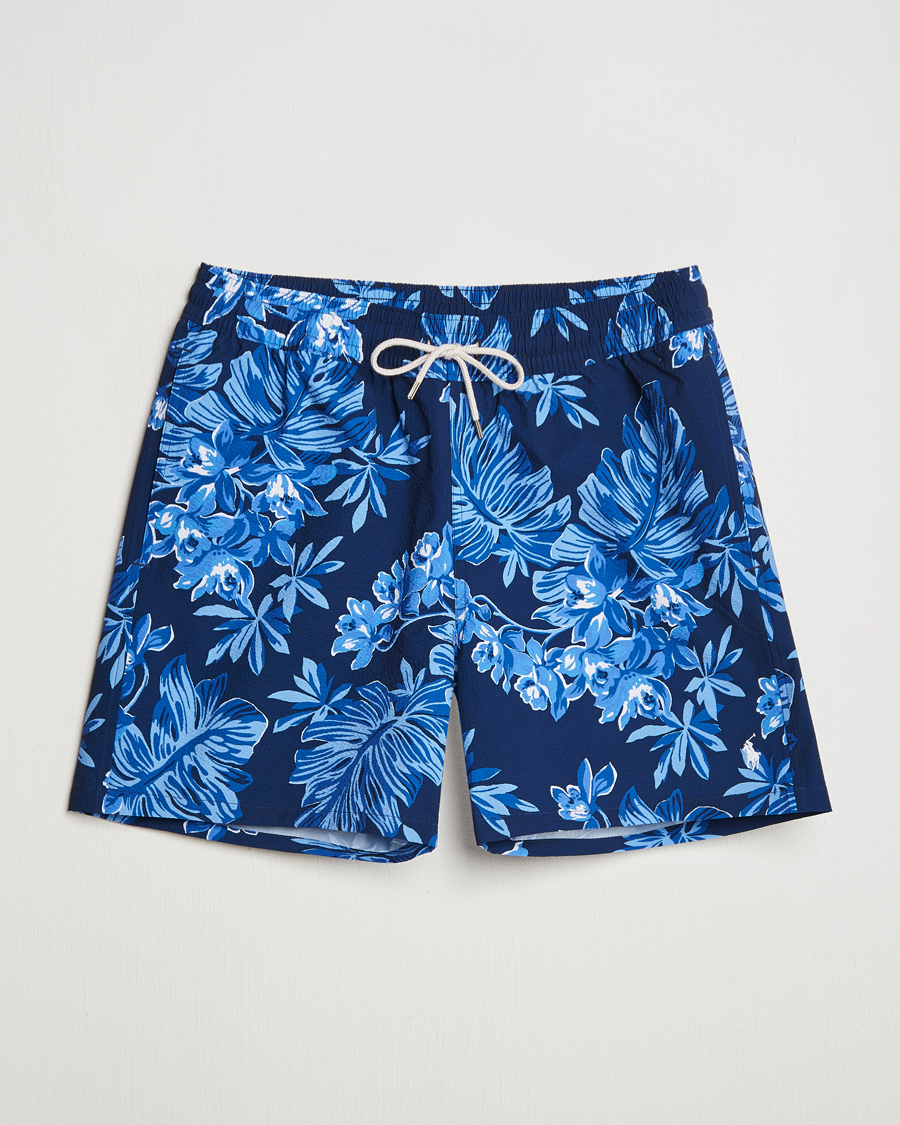 Herr | Badbyxor | Polo Ralph Lauren | Recycled Traveler Seersucker Swimshorts Blue Tropical