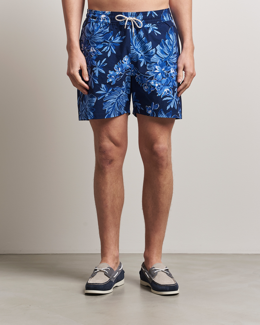 Herr | Badbyxor | Polo Ralph Lauren | Recycled Traveler Seersucker Swimshorts Blue Tropical