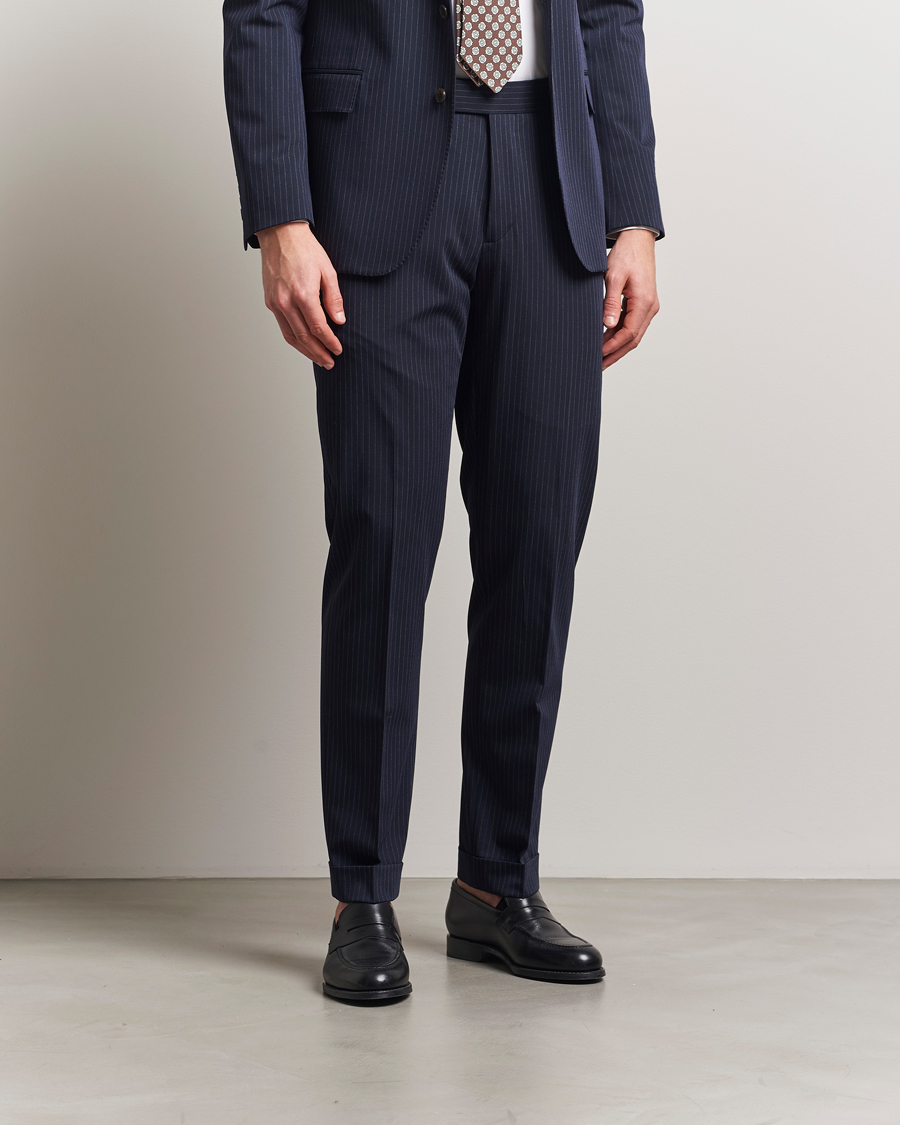 Herr | Byxor | Polo Ralph Lauren | Twill Pinstriped Pleated Suit Trousers Navy/Grey