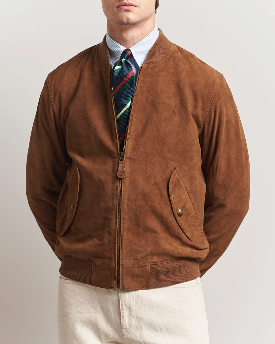 Herr | Jackor | Polo Ralph Lauren | Flight Suede Bomber Jacket Country Brown