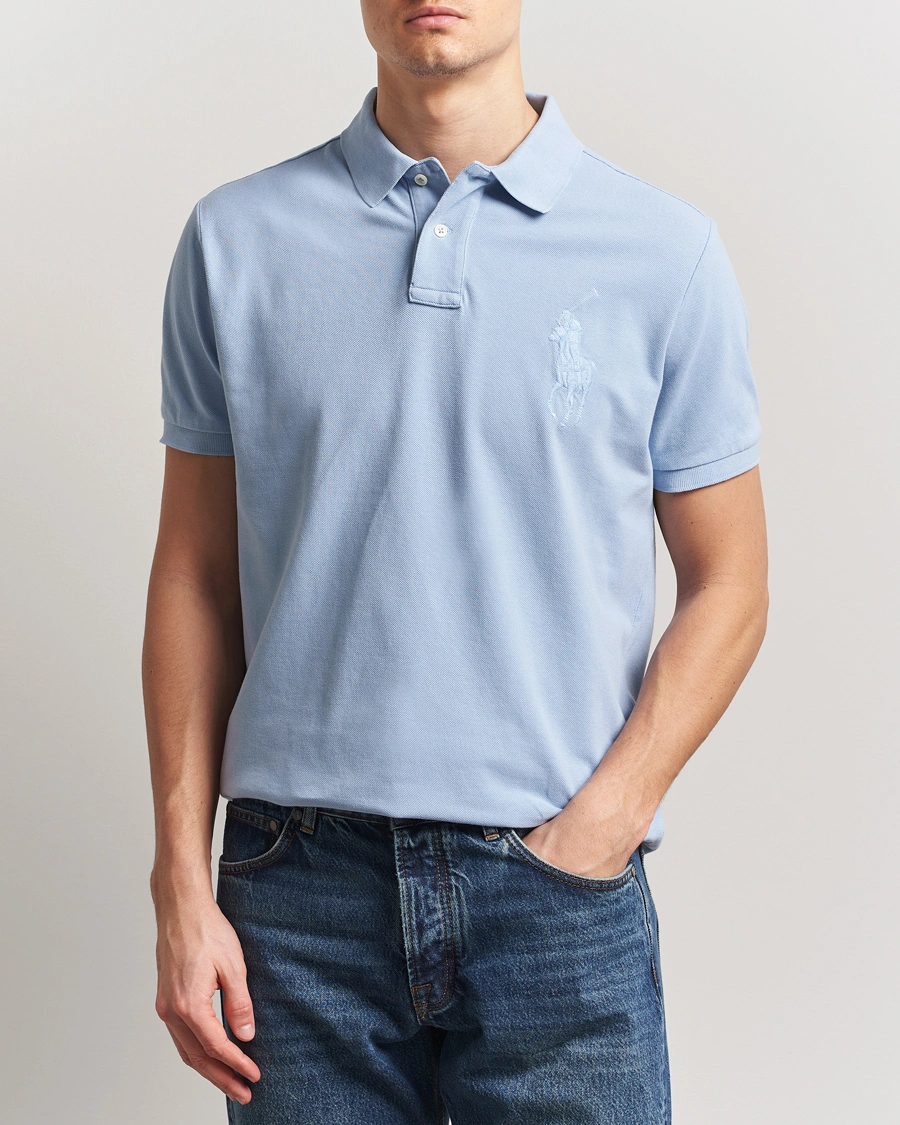 Herr | Pikéer | Polo Ralph Lauren | Custom Slim Fit Mesh Polo Chambray Blue
