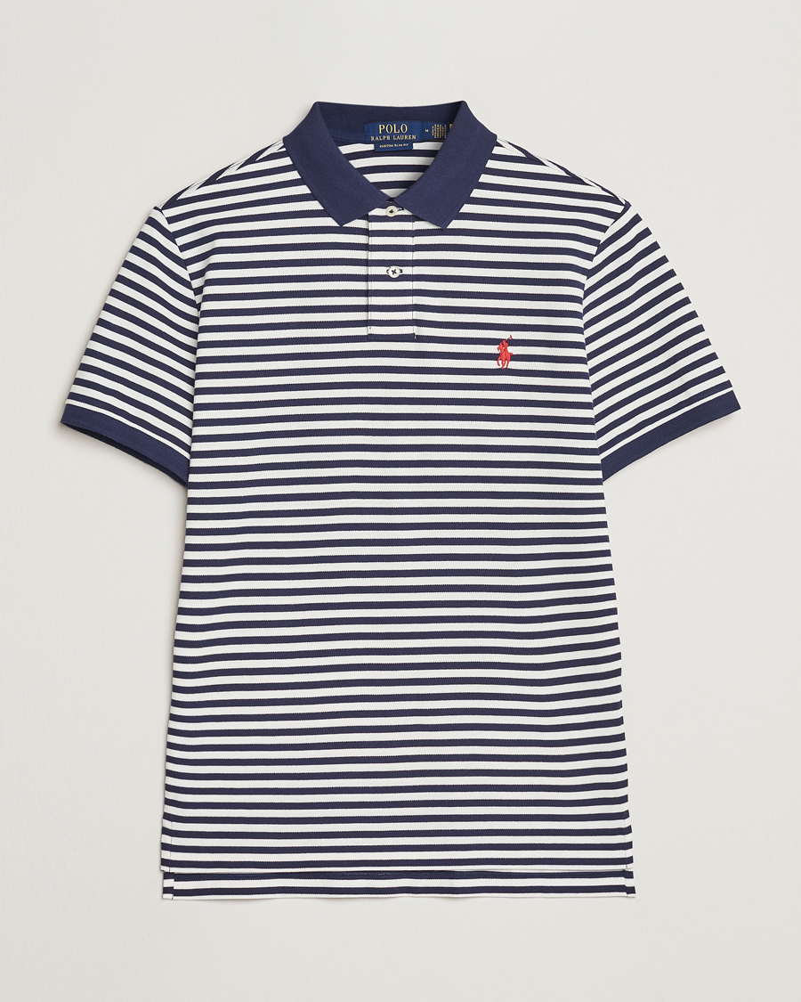 Herr | Pikéer | Polo Ralph Lauren | Custom Slim Fit Striped Polo Deckwash White/Navy