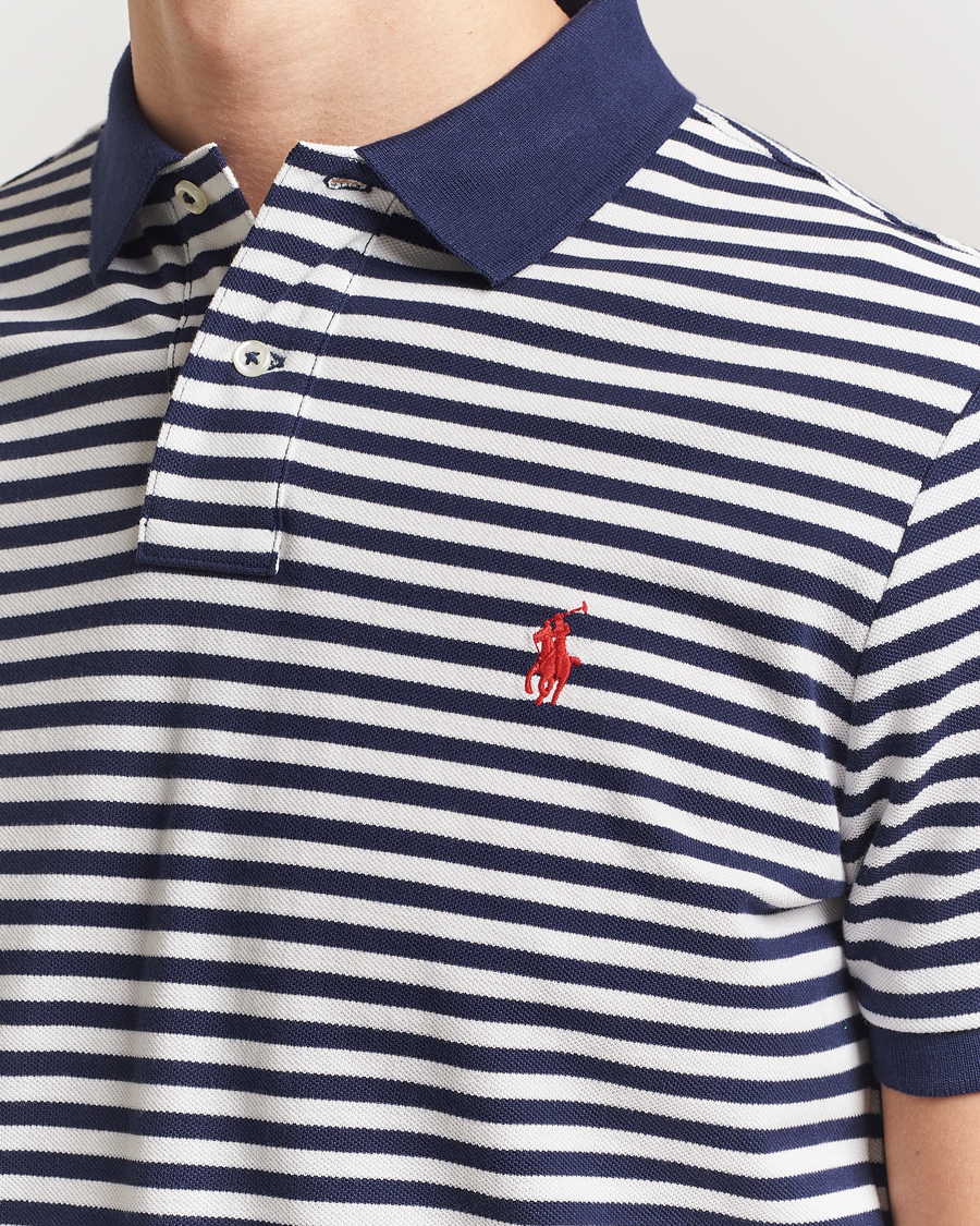 Herr | Pikéer | Polo Ralph Lauren | Custom Slim Fit Striped Polo Deckwash White/Navy