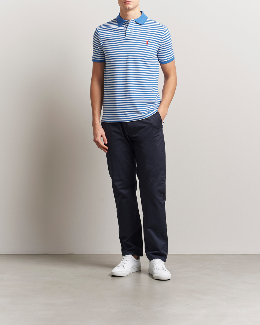 Herr | Pikéer | Polo Ralph Lauren | Custom Slim Fit Striped Polo Embayment Blue/White