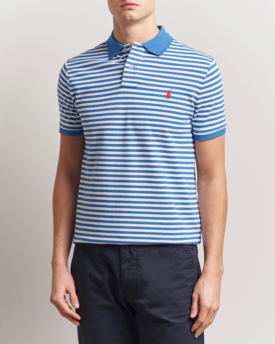 Herr | Pikéer | Polo Ralph Lauren | Custom Slim Fit Striped Polo Embayment Blue/White