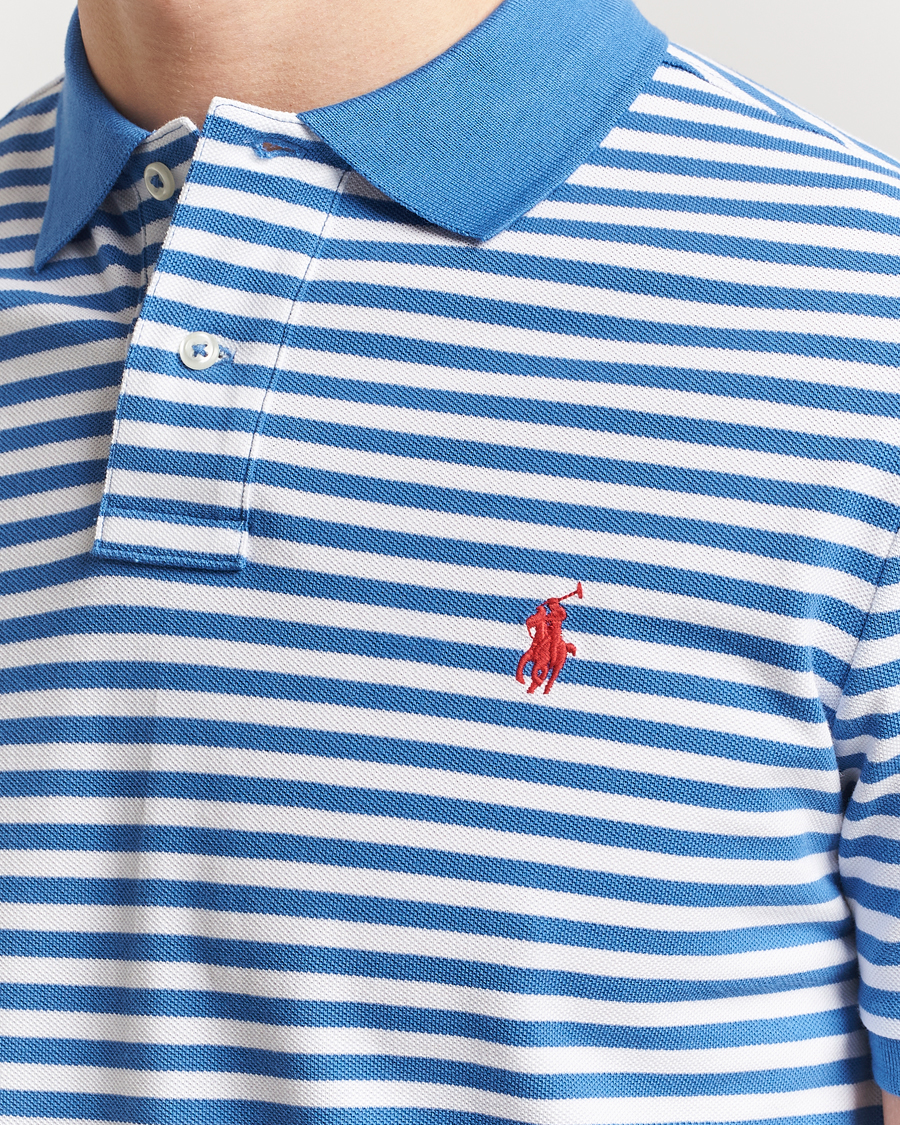 Herr | Pikéer | Polo Ralph Lauren | Custom Slim Fit Striped Polo Embayment Blue/White