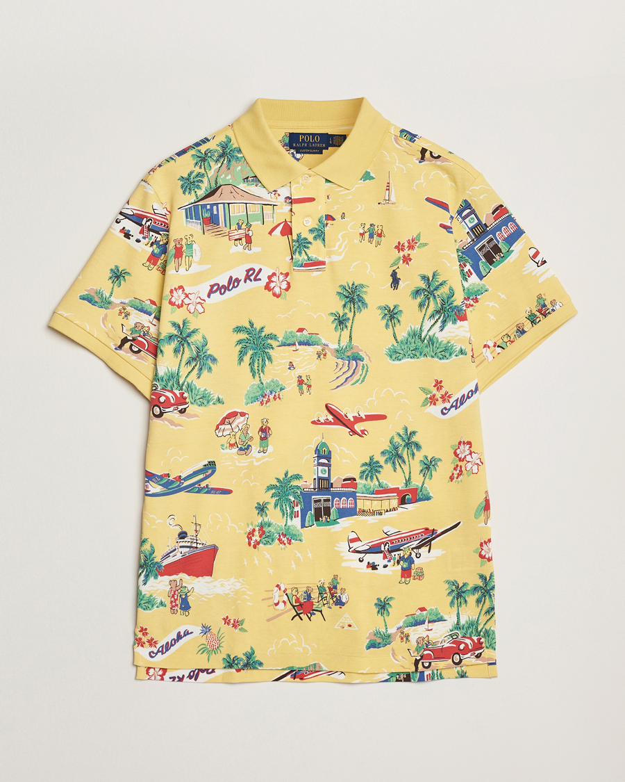 Herr | Pikéer | Polo Ralph Lauren | Printed Mesh Polo Holiday Bear Yellow