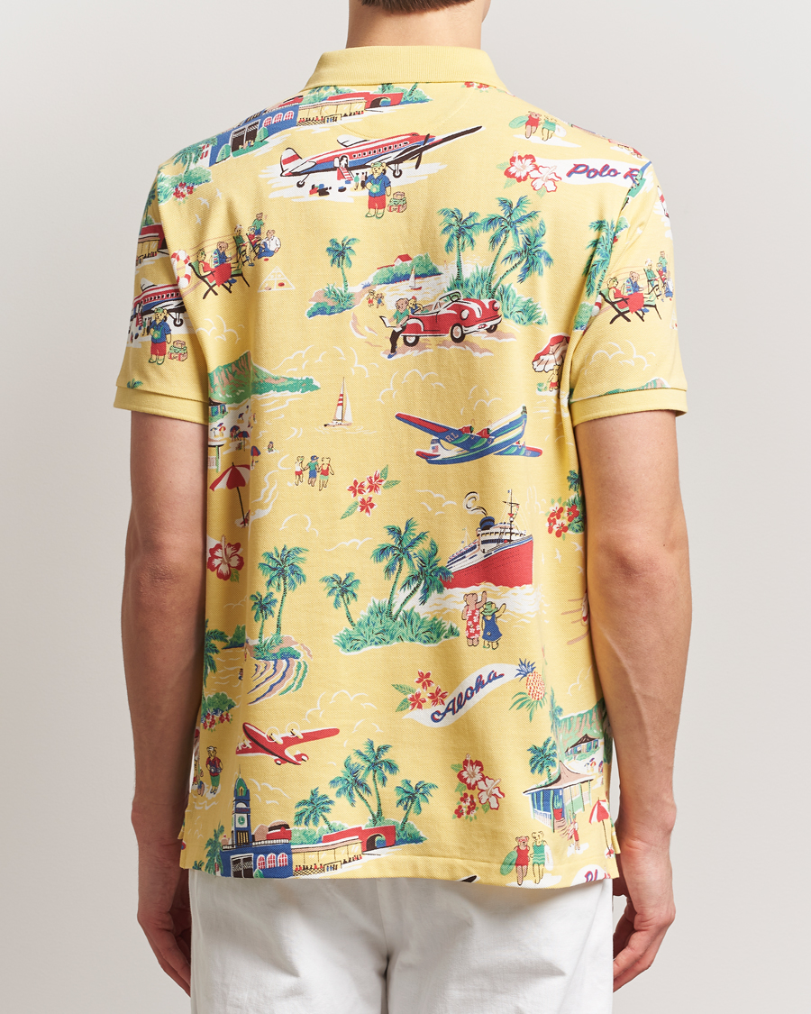 Herr | Pikéer | Polo Ralph Lauren | Printed Mesh Polo Holiday Bear Yellow