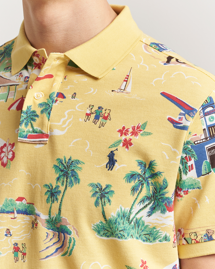 Herr | Pikéer | Polo Ralph Lauren | Printed Mesh Polo Holiday Bear Yellow