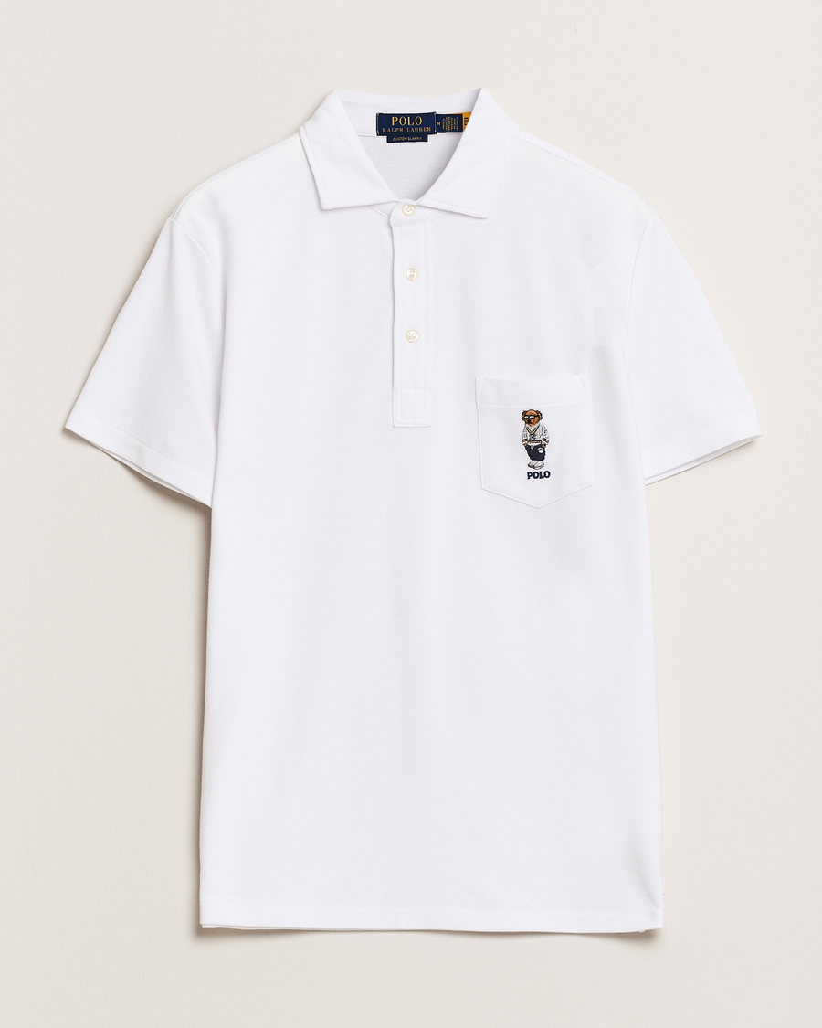 Herr | Pikéer | Polo Ralph Lauren | Custom Slim Fit Pocket Bear Polo White