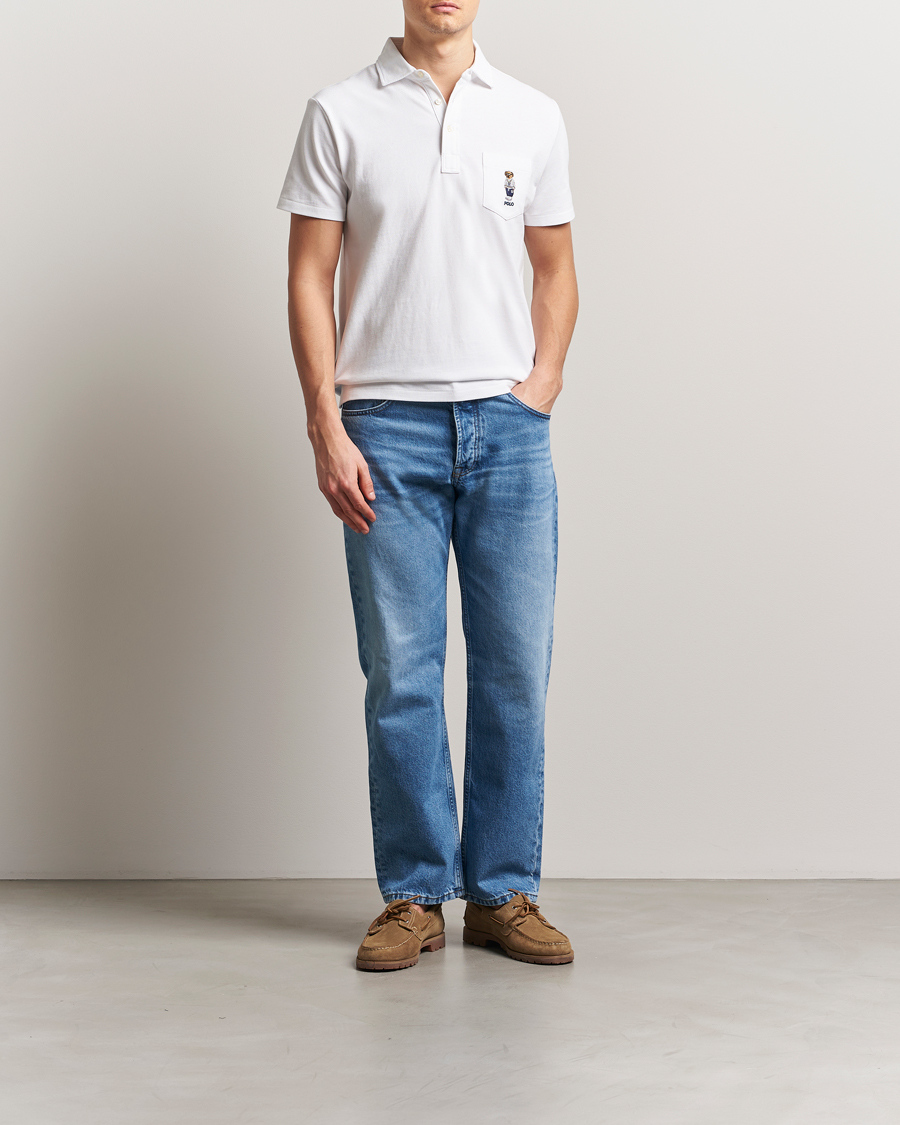 Herr | Pikéer | Polo Ralph Lauren | Custom Slim Fit Pocket Bear Polo White