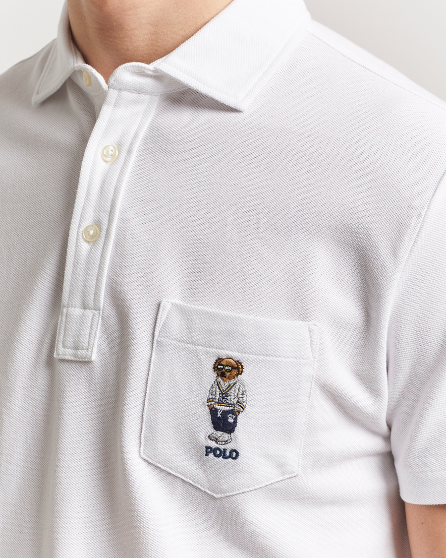 Herr | Pikéer | Polo Ralph Lauren | Custom Slim Fit Pocket Bear Polo White