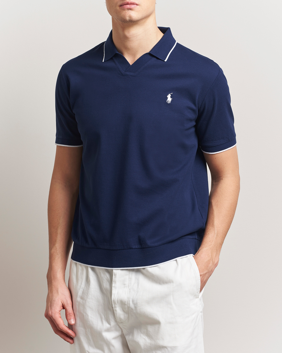 Herr | Pikéer | Polo Ralph Lauren | Johnny Jaquard Knitted Polo Newport Navy
