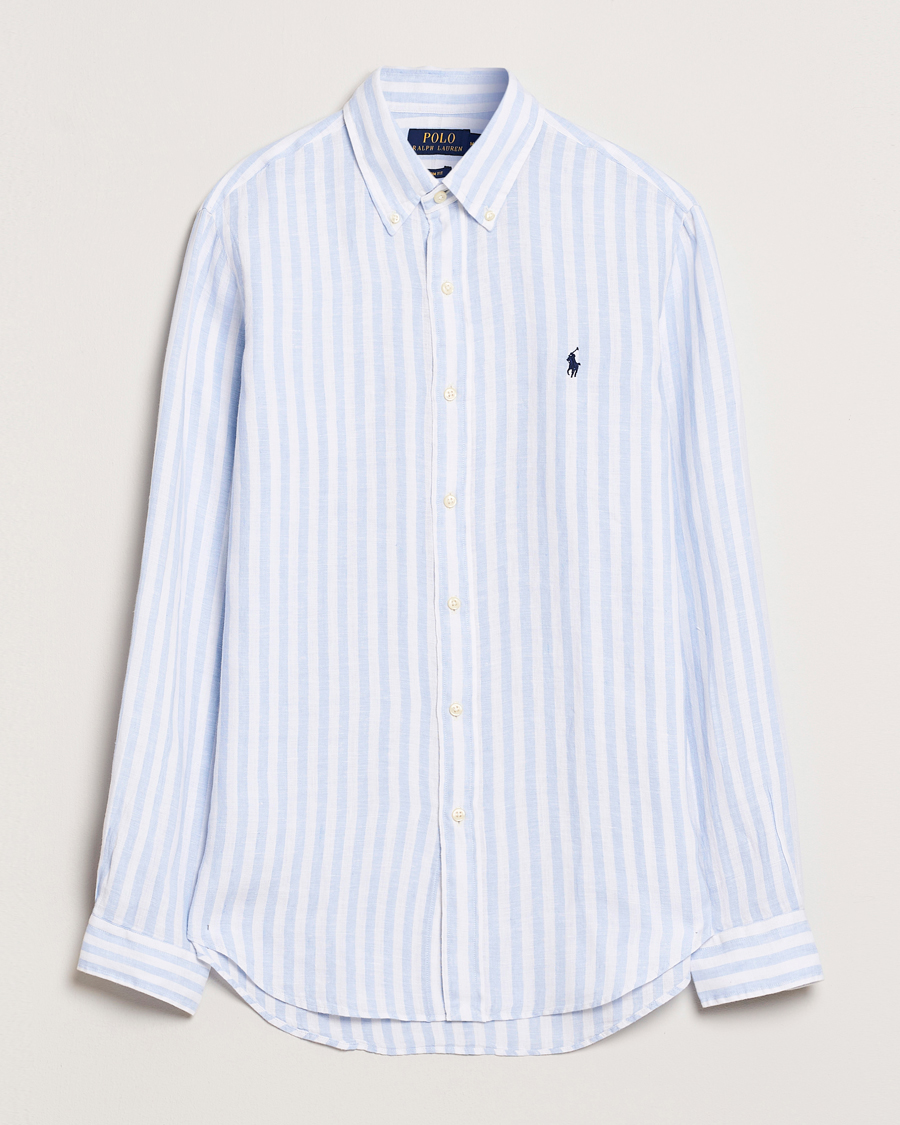 Herr | Skjortor | Polo Ralph Lauren | Custom Fit Striped Linen Shirt Office Blue/White