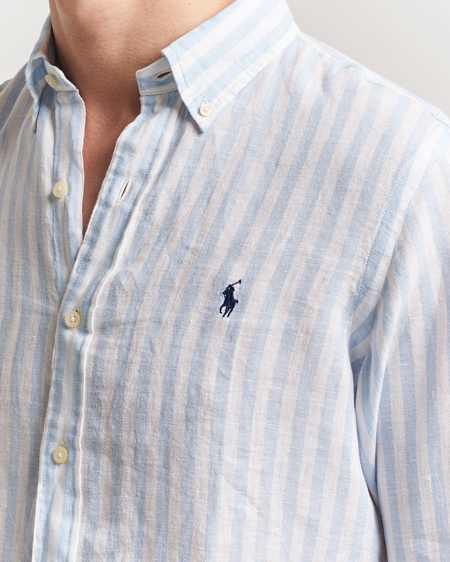Herr | Skjortor | Polo Ralph Lauren | Custom Fit Striped Linen Shirt Office Blue/White