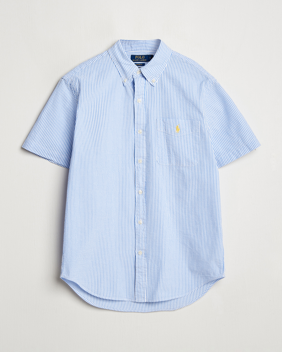 Herr | Skjortor | Polo Ralph Lauren | Seersucker Short Sleeve Striped Shirt Blue/White