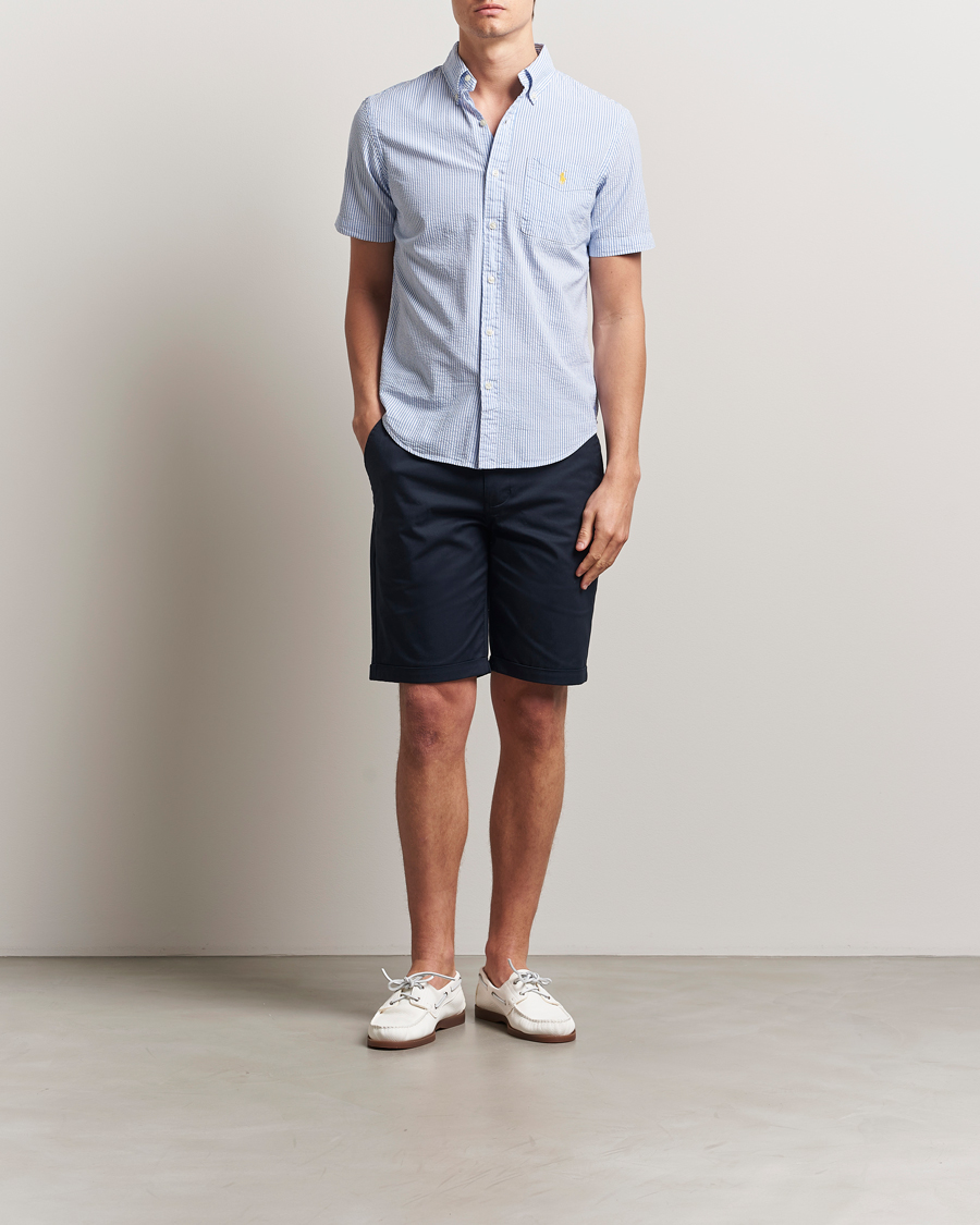 Herr | Skjortor | Polo Ralph Lauren | Seersucker Short Sleeve Striped Shirt Blue/White