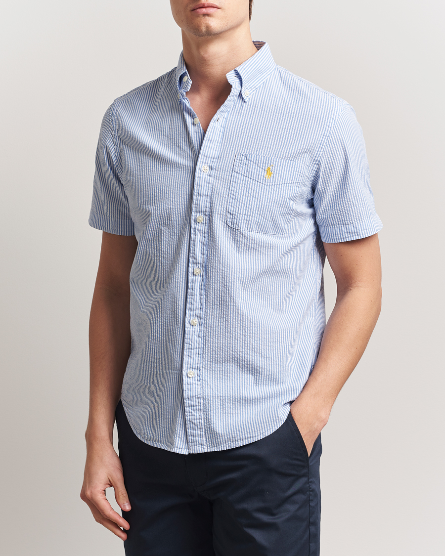 Herr | Skjortor | Polo Ralph Lauren | Seersucker Short Sleeve Striped Shirt Blue/White