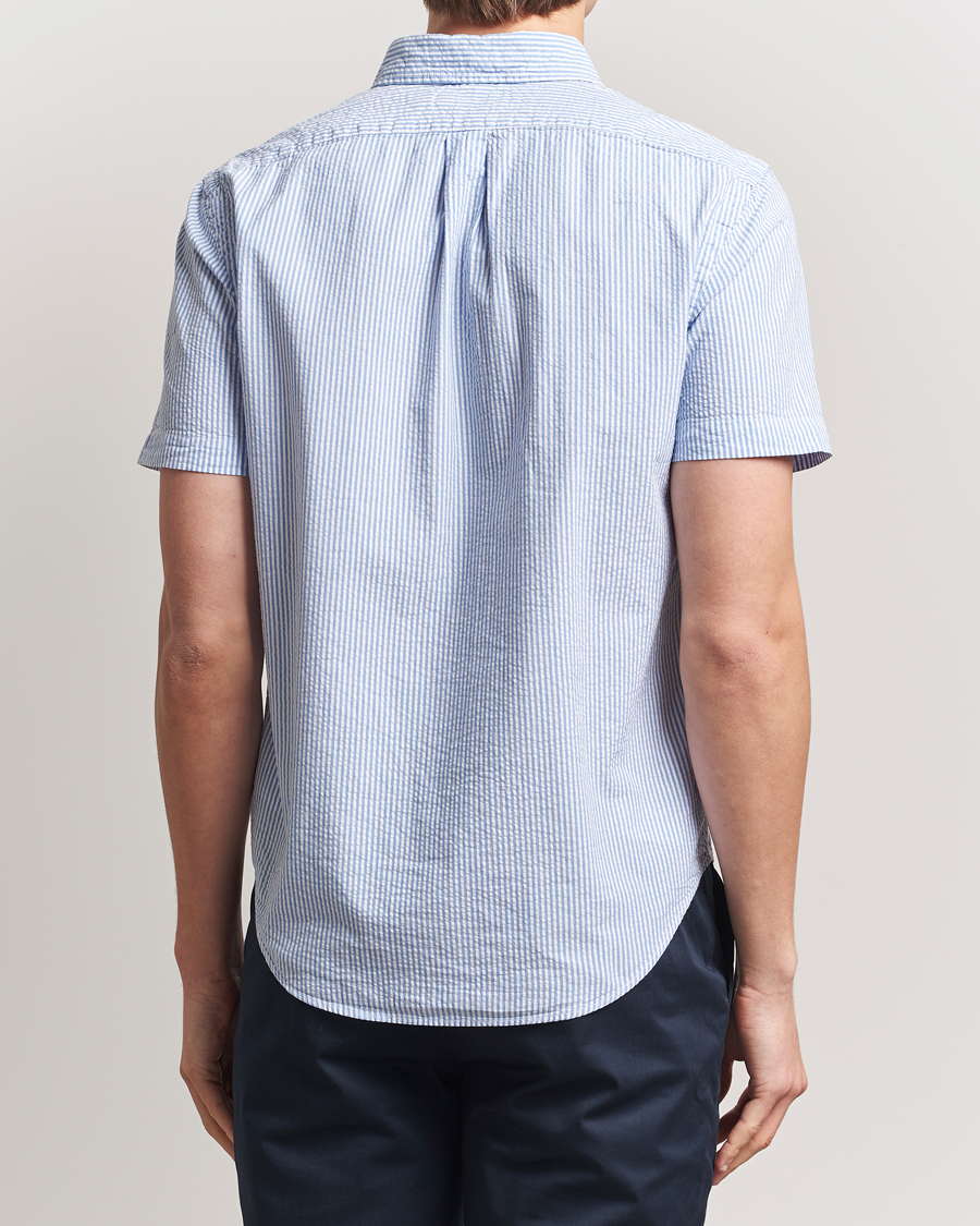 Herr | Skjortor | Polo Ralph Lauren | Seersucker Short Sleeve Striped Shirt Blue/White
