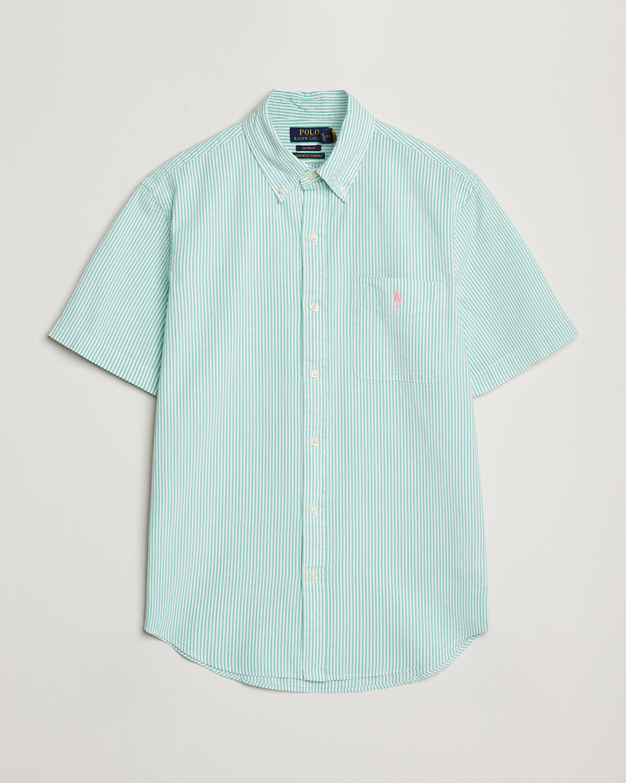 Herr | Skjortor | Polo Ralph Lauren | Seersucker Short Sleeve Striped Shirt Green/White
