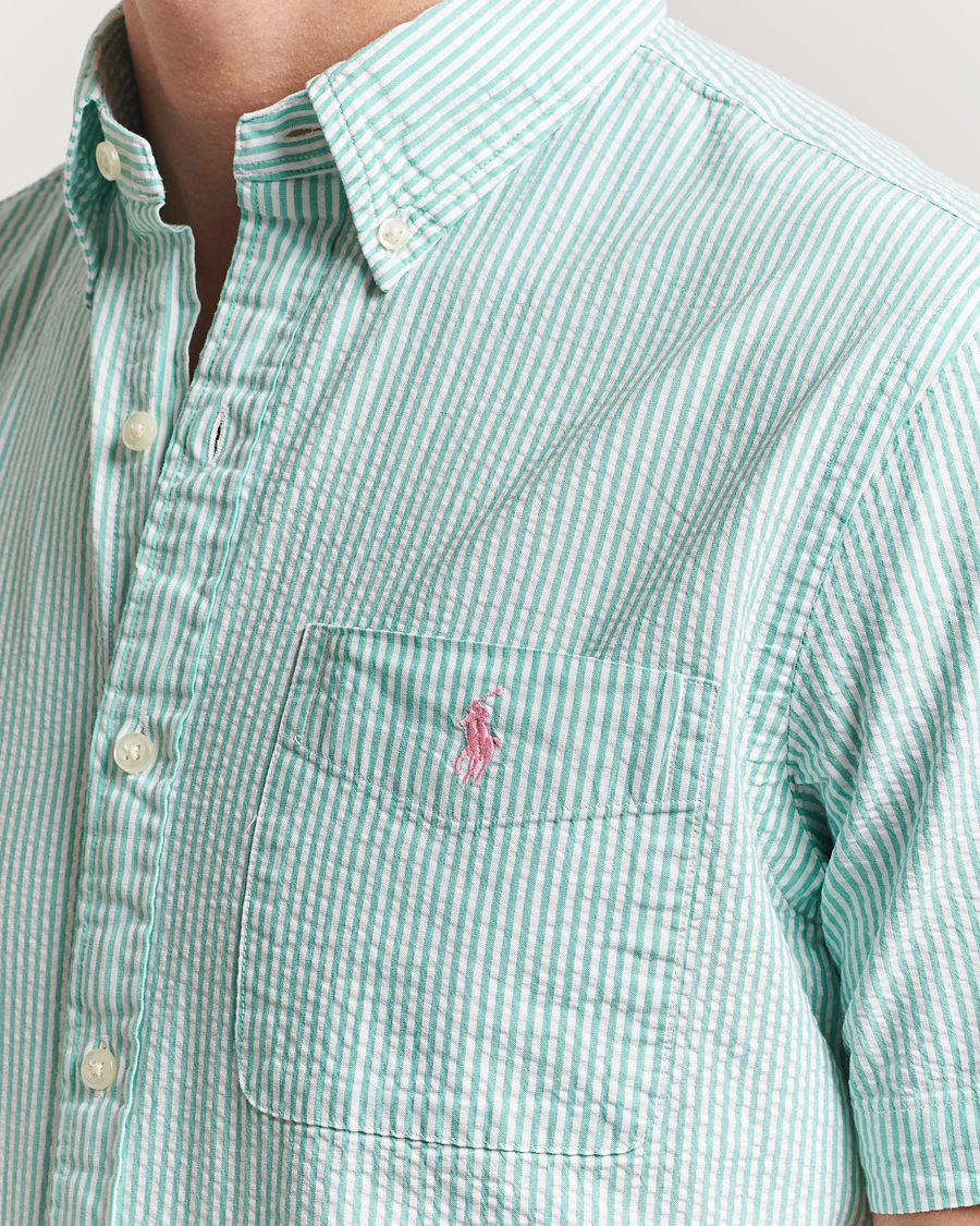 Herr | Skjortor | Polo Ralph Lauren | Seersucker Short Sleeve Striped Shirt Green/White