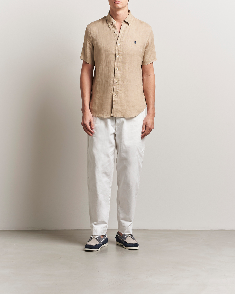 Herr | Skjortor | Polo Ralph Lauren | Short Sleeve Linen Shirt Coastal Beige