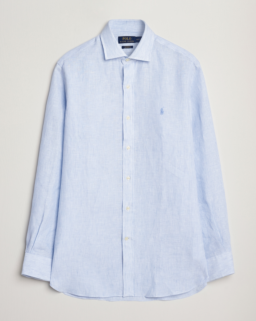 Herr | Skjortor | Polo Ralph Lauren | Custom Fit Dressed Striped Linen Shirt Cabana Blue